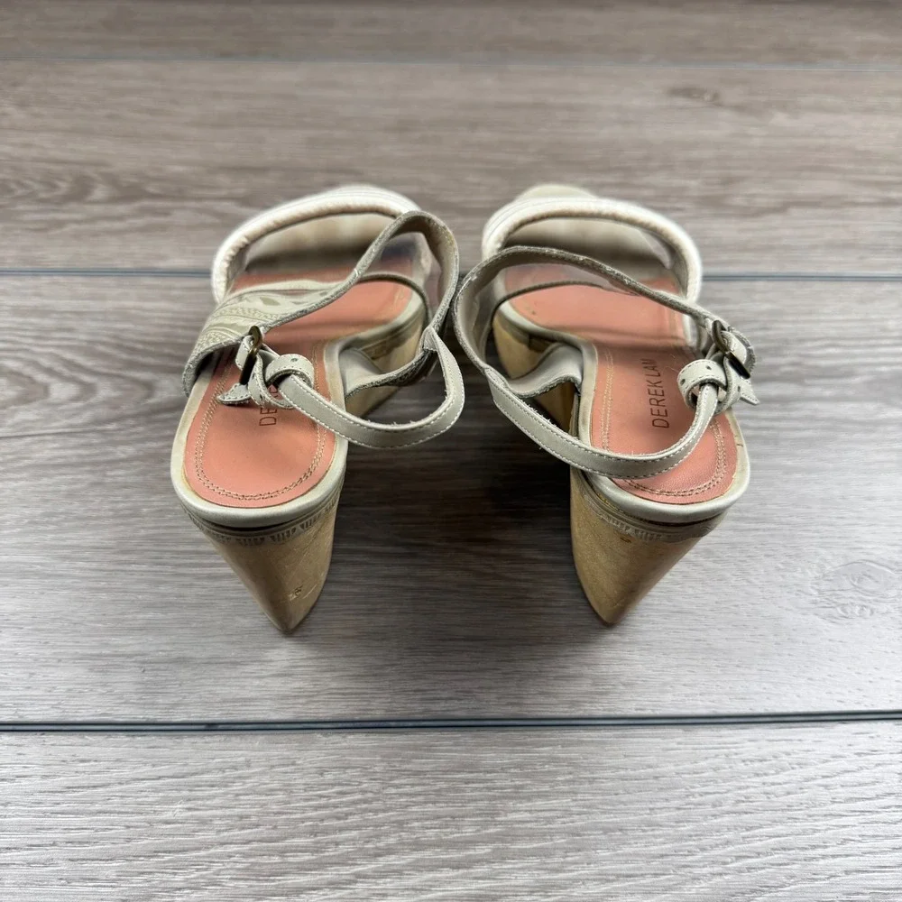 Derek Lam Womens Wedge Sandals Clear Lucite Wood Platform Cream 35 US 5